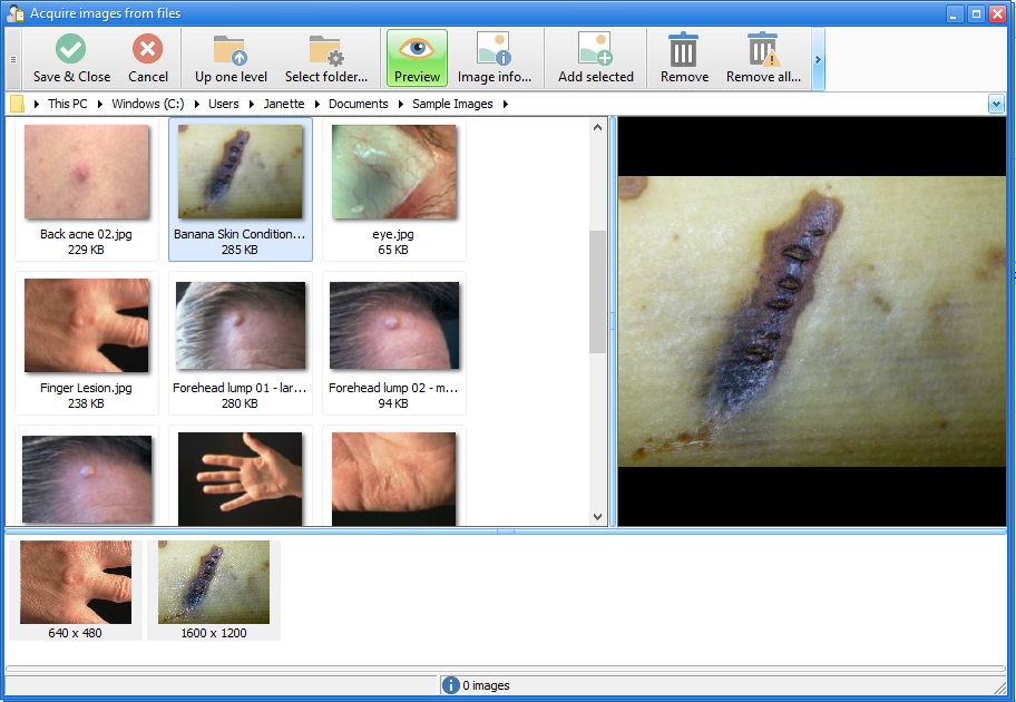 Acquire images from files .jpg